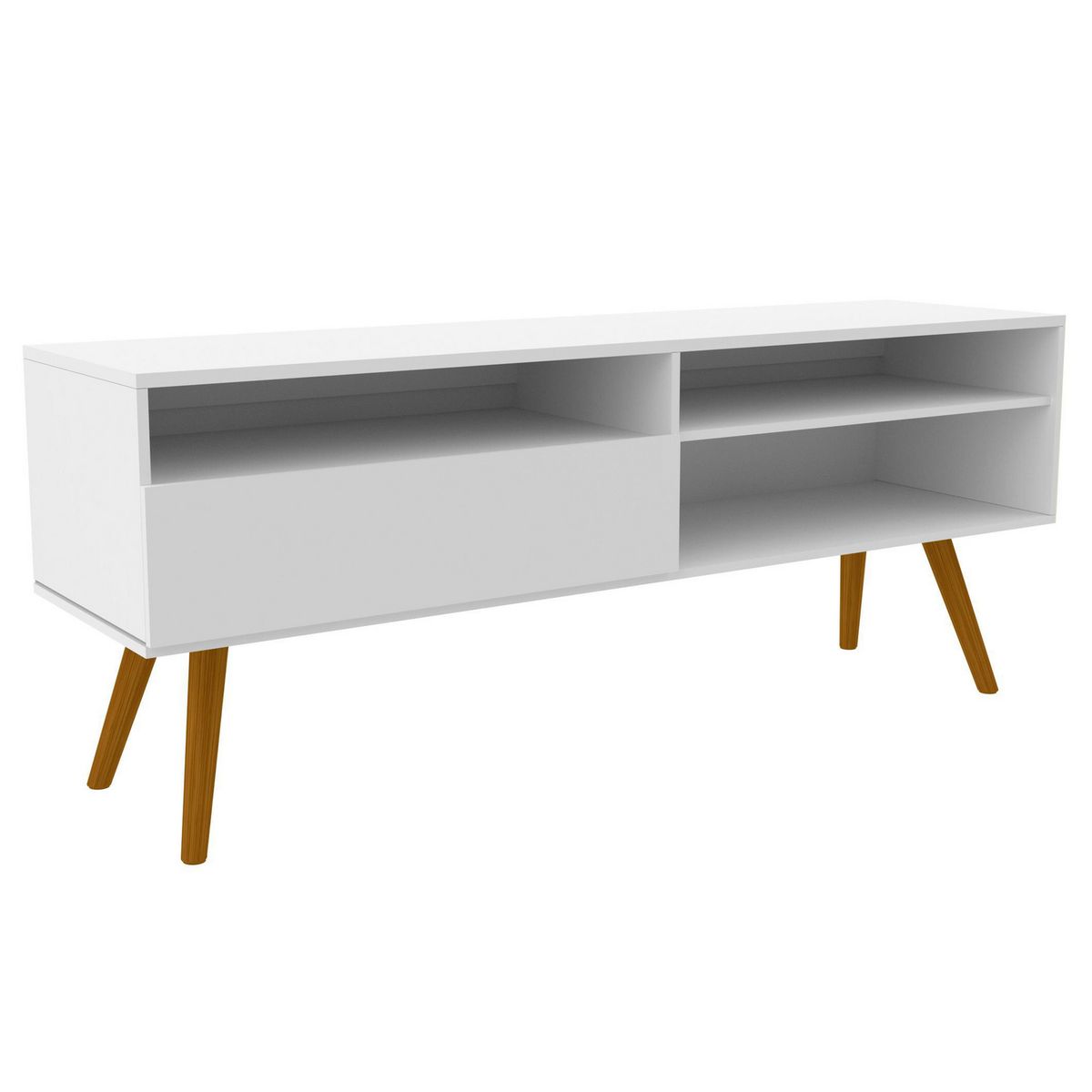 STANFORD - Rack TV 60 " 1 Puerta 2 Repisas Blanco 136x55x36 cm