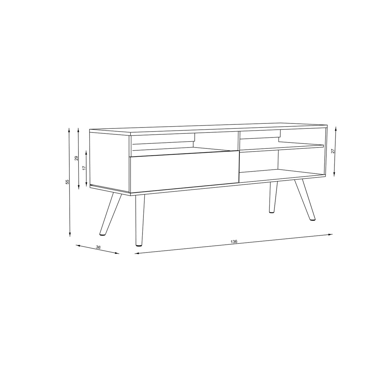 STANFORD - Rack TV 60 " 1 Puerta 2 Repisas Nogal 136x55x36 cm
