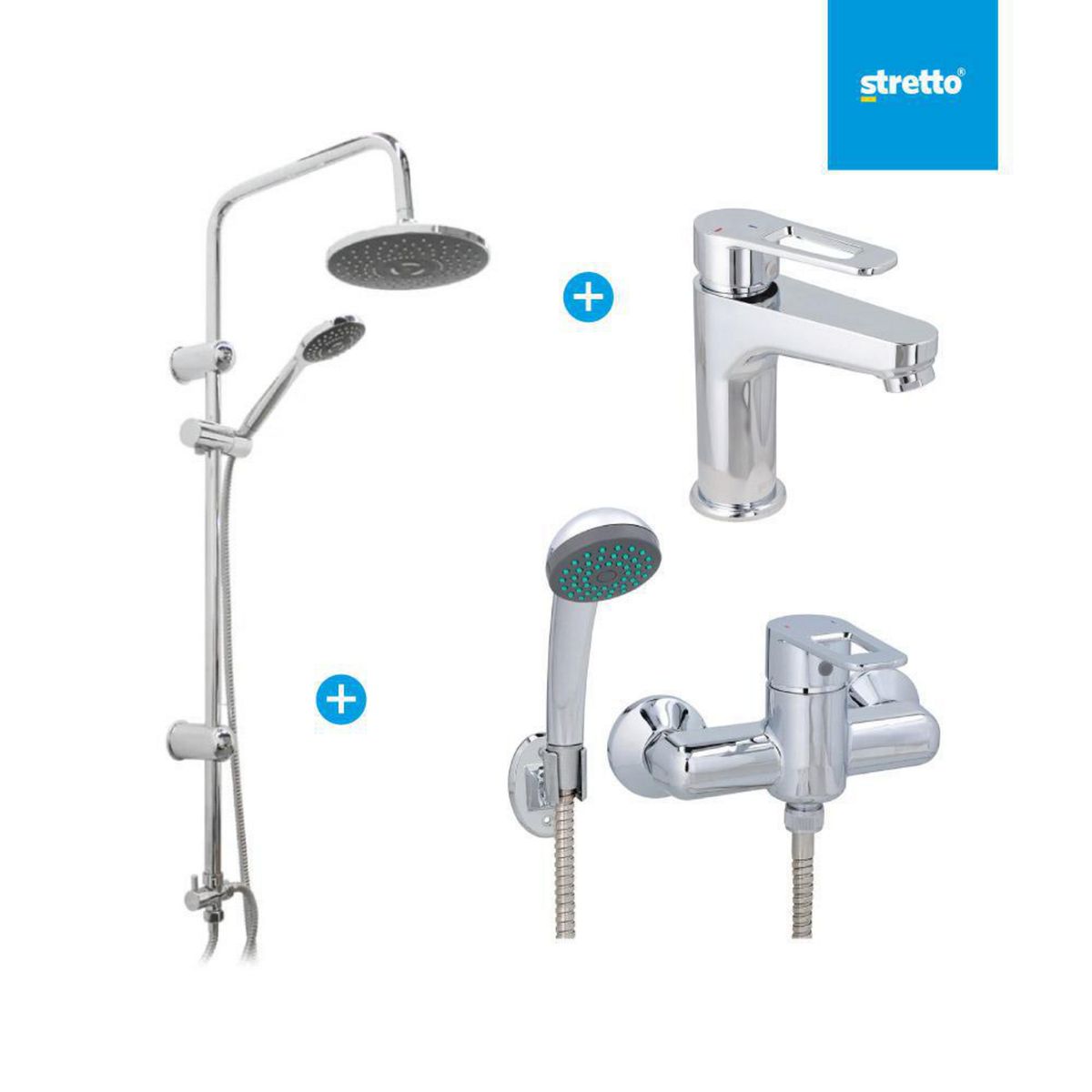 STRETTO - Pack Columna Rimini + lavamanos y ducha Verona