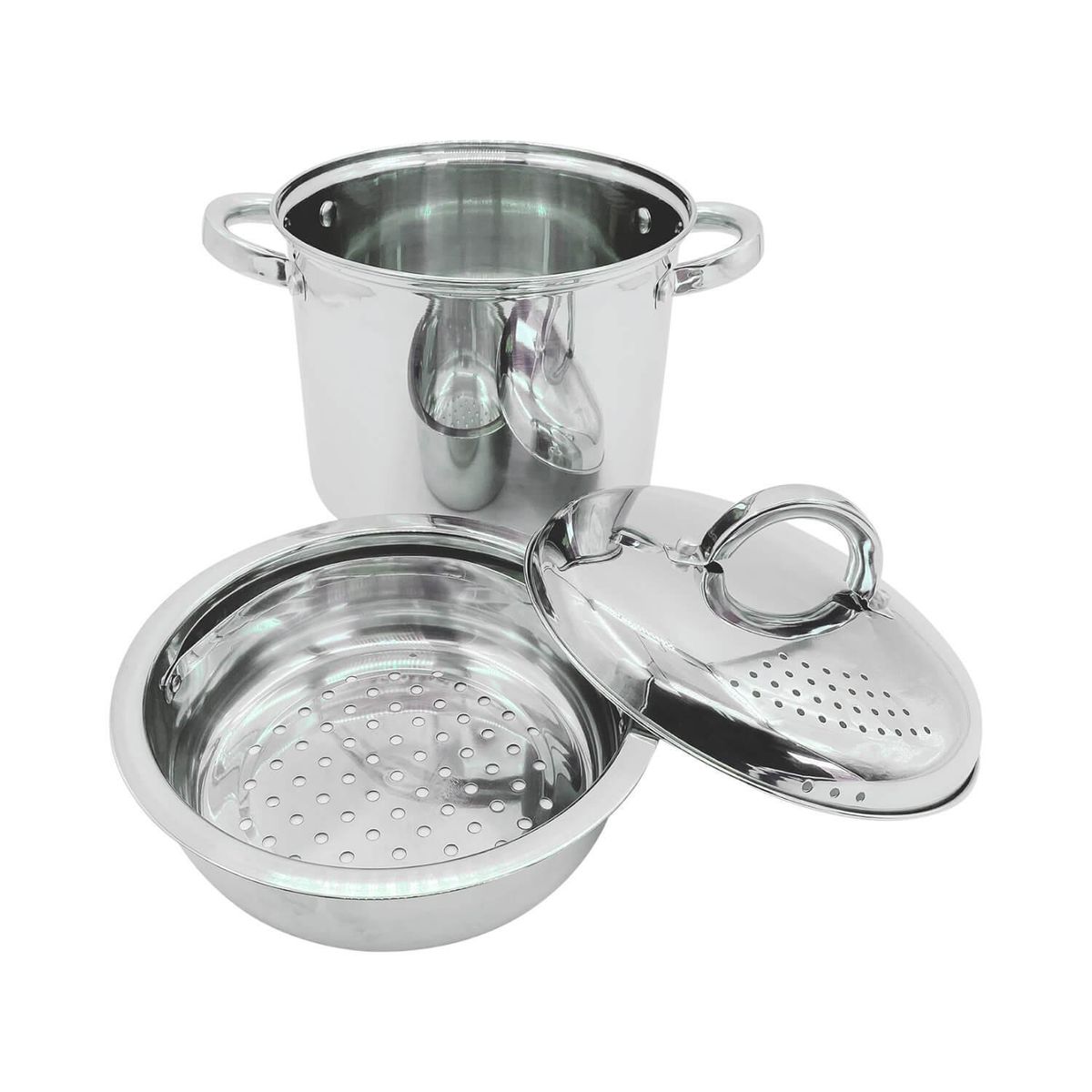OSTER - Olla para pasta + colador y vaporera de Acero inoxidable 20 cm 4.7 l Plateado Sangerfield