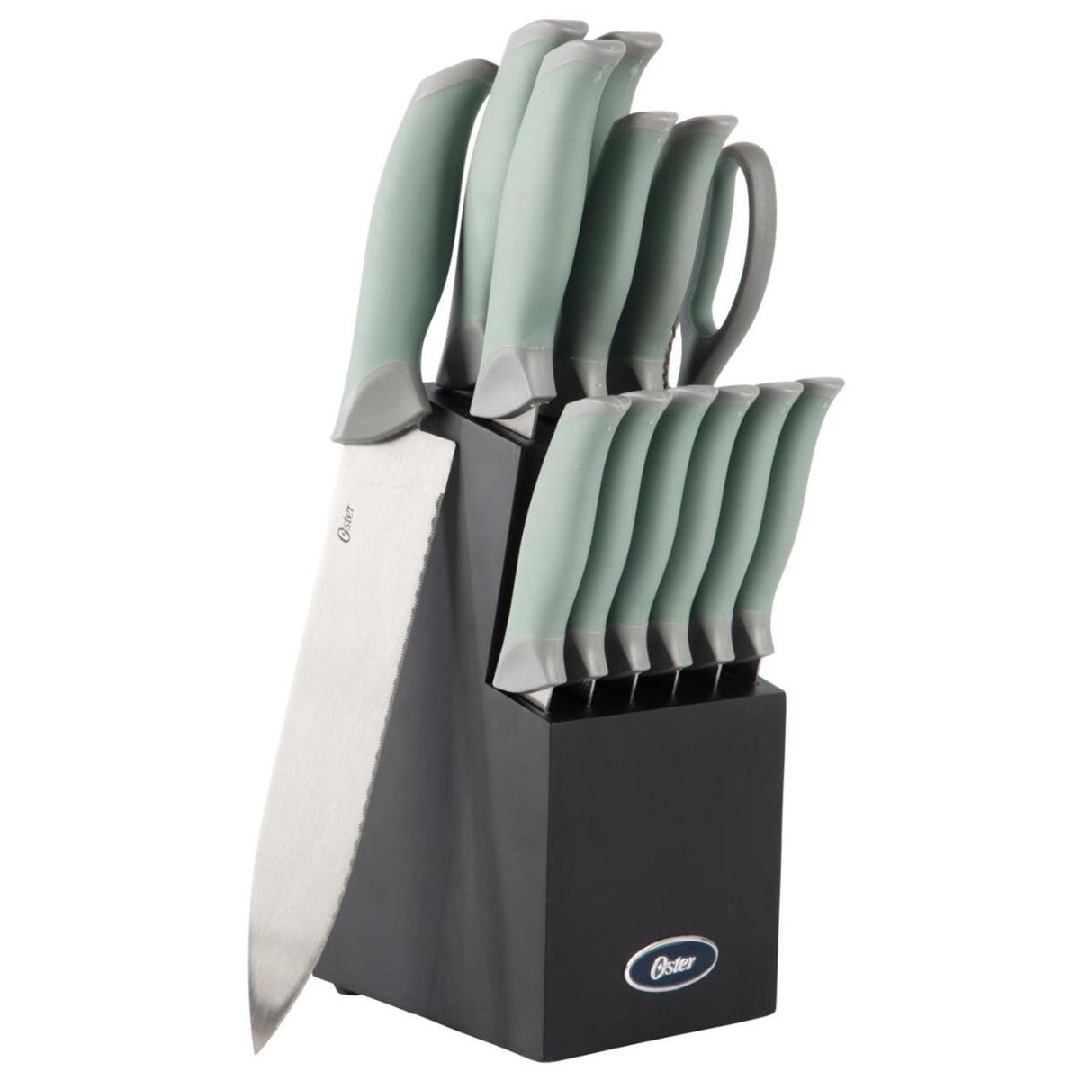 OSTER - Set Cuchillos acero inoxidable Lindbergh 14 piezas mango verde