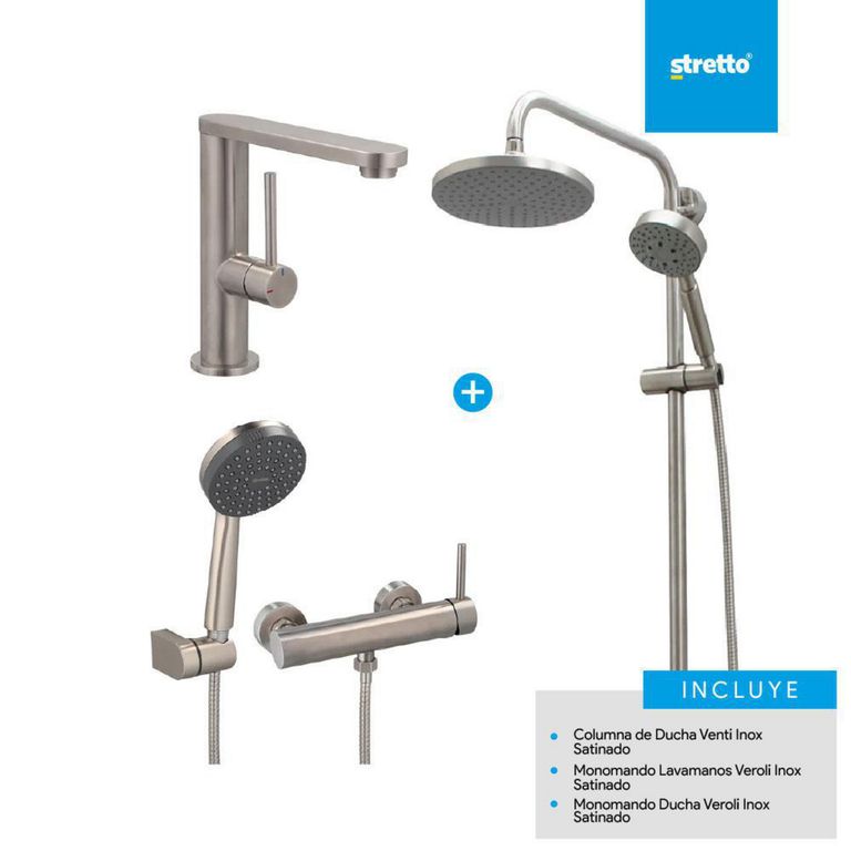 Pack columna Venti + lavamanos y ducha Veroli Inox
