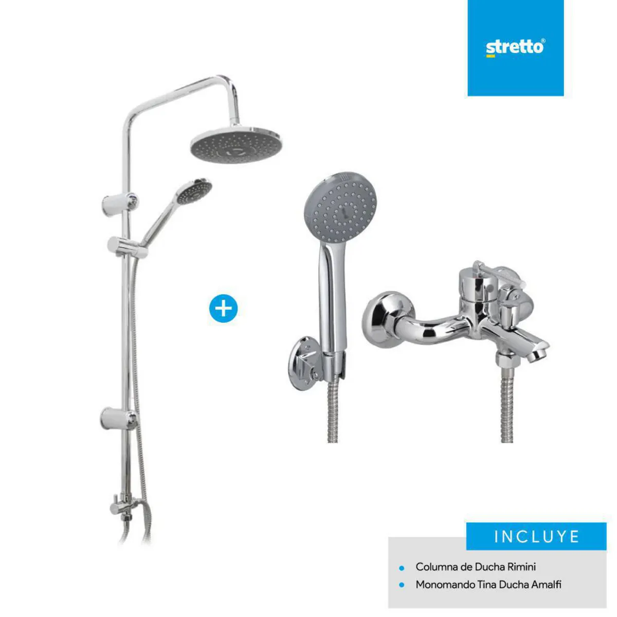 STRETTO - Pack Columna Rimini + tina ducha Amalfi