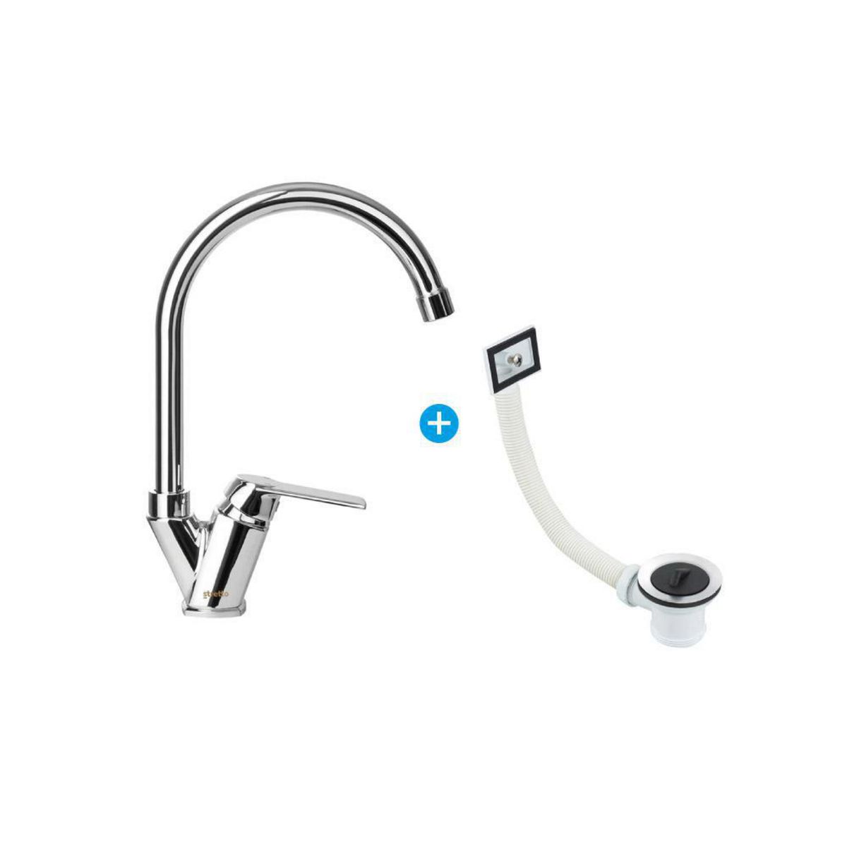 STRETTO - Pack Monomando Lavaplatos + Desagüe con Rebalse Modena Eco Cromado