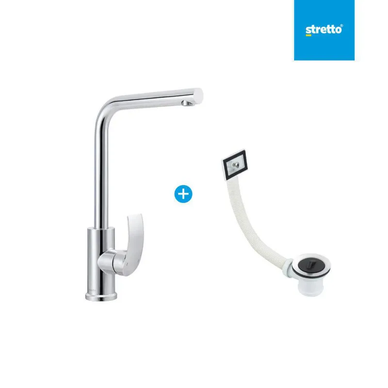 Pack Monomando Lavaplatos Desagüe con Rebalse Capri Cromado