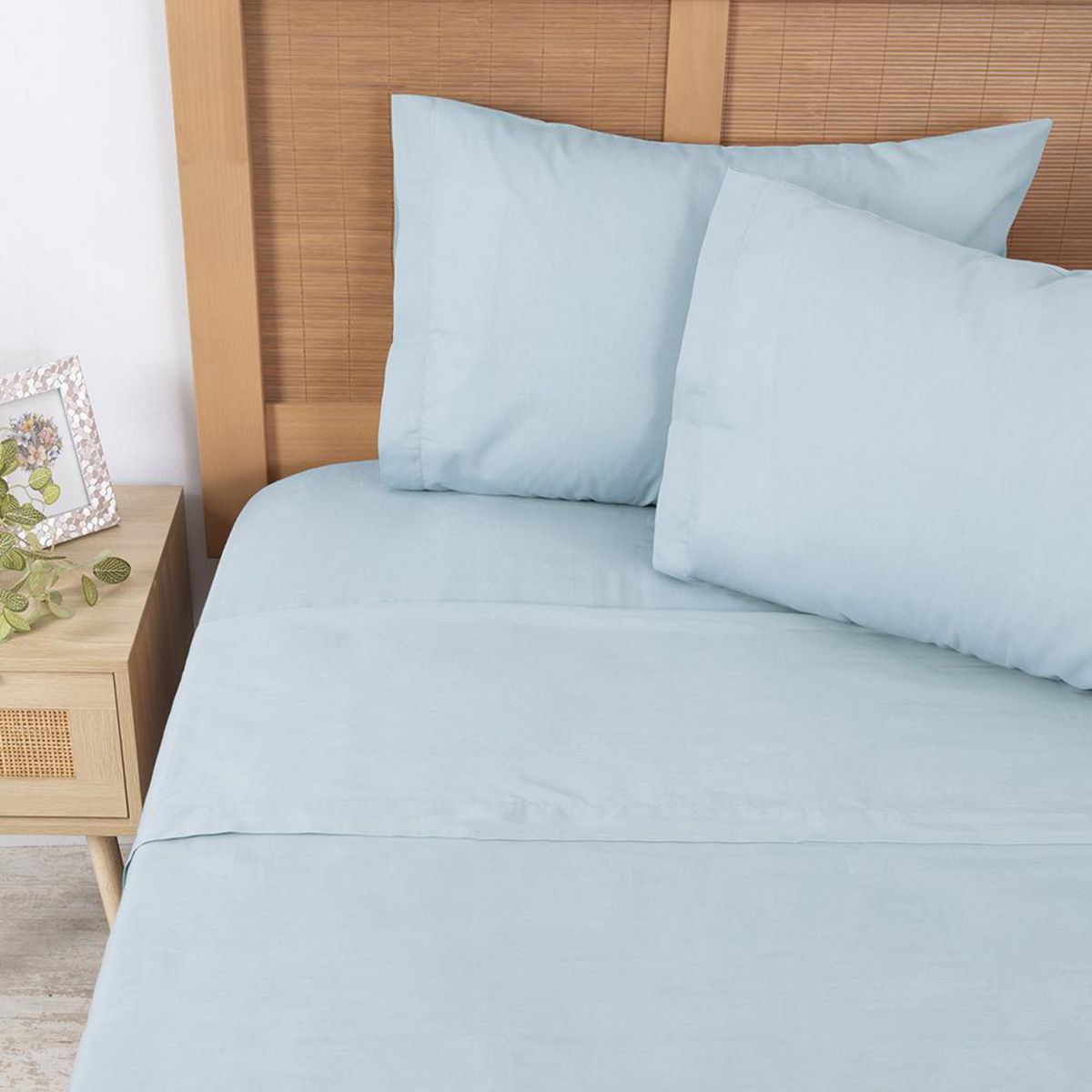 MASHINI - Sabana Liso Super king 200 Hilos Celeste