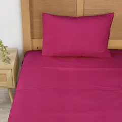 MASHINI - Sabana Liso 1 plaza 144 Hilos Fucsia