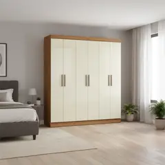 DI PORETTI - Closet 6 Puerta(s) 2 Cajón(es) 4 Repisa(s) 178x200x47 cm Cafe
