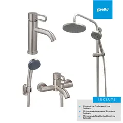 STRETTO - Pack columna Venti + lavamanos y tina ducha Rizzo Inox