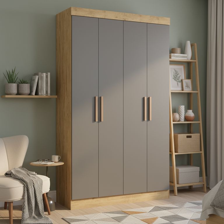 Closet 4 Puerta(s) 2 Cajón(es) 6 Repisa(s) 119x200x47 cm Gris