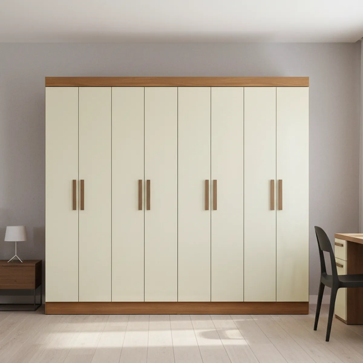 DI PORETTI - Closet 8 Puerta(s) 4 Cajón(es) 5 Repisa(s) 217x200x47 cm Café