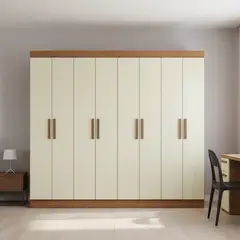 DI PORETTI - Closet 8 Puerta(s) 4 Cajón(es) 5 Repisa(s) 217x200x47 cm Café