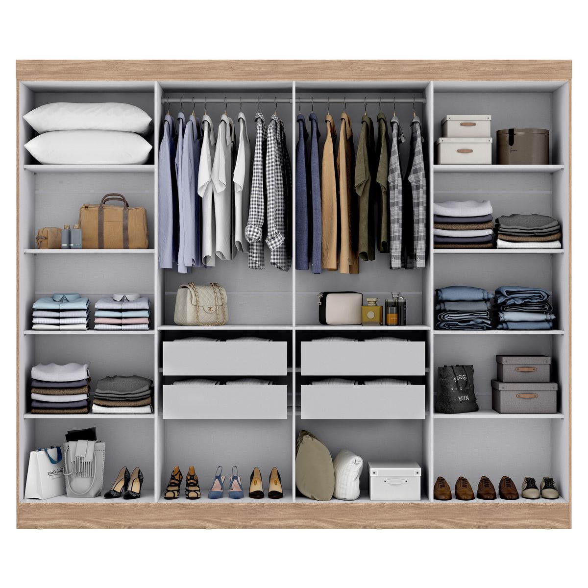 DI PORETTI - Closet 8 Puerta(s) 4 Cajón(es) 8 Repisa(s) 237x200x47 cm Gris