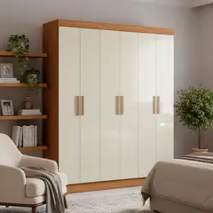 DI PORETTI - Closet 6 Puerta(s) 2 Cajón(es) 3 Repisa(s) 164x200x47 cm Café