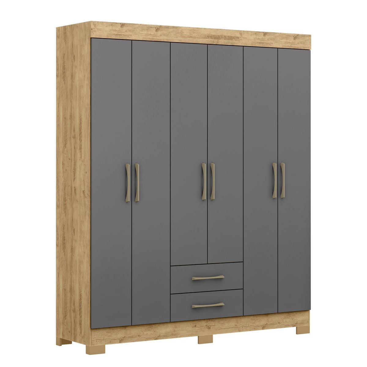 DI PORETTI - Closet 6 Puerta(s) 2 Cajón(es) 3 Repisa(s) 157x182x47 cm Gris