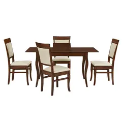 JUST HOME COLLECTION - Juego de comedor Santorini 4 Sillas Mesa Rectangular 70x76x110 cm Café