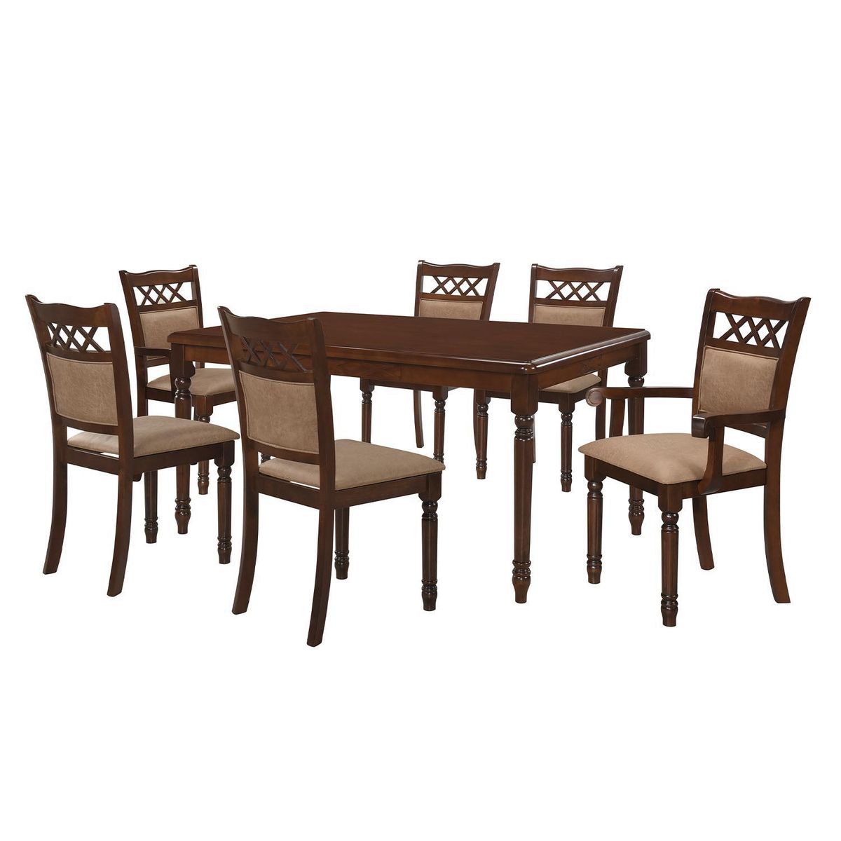 WDS HOME - Juego de comedor Mallorca 6 Sillas Mesa Rectangular 100x76x160 cm Café