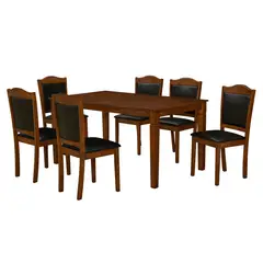 WDS HOME - Juego de comedor Ibiza 6 Sillas Mesa Rectangular 90x76x150 cm Café