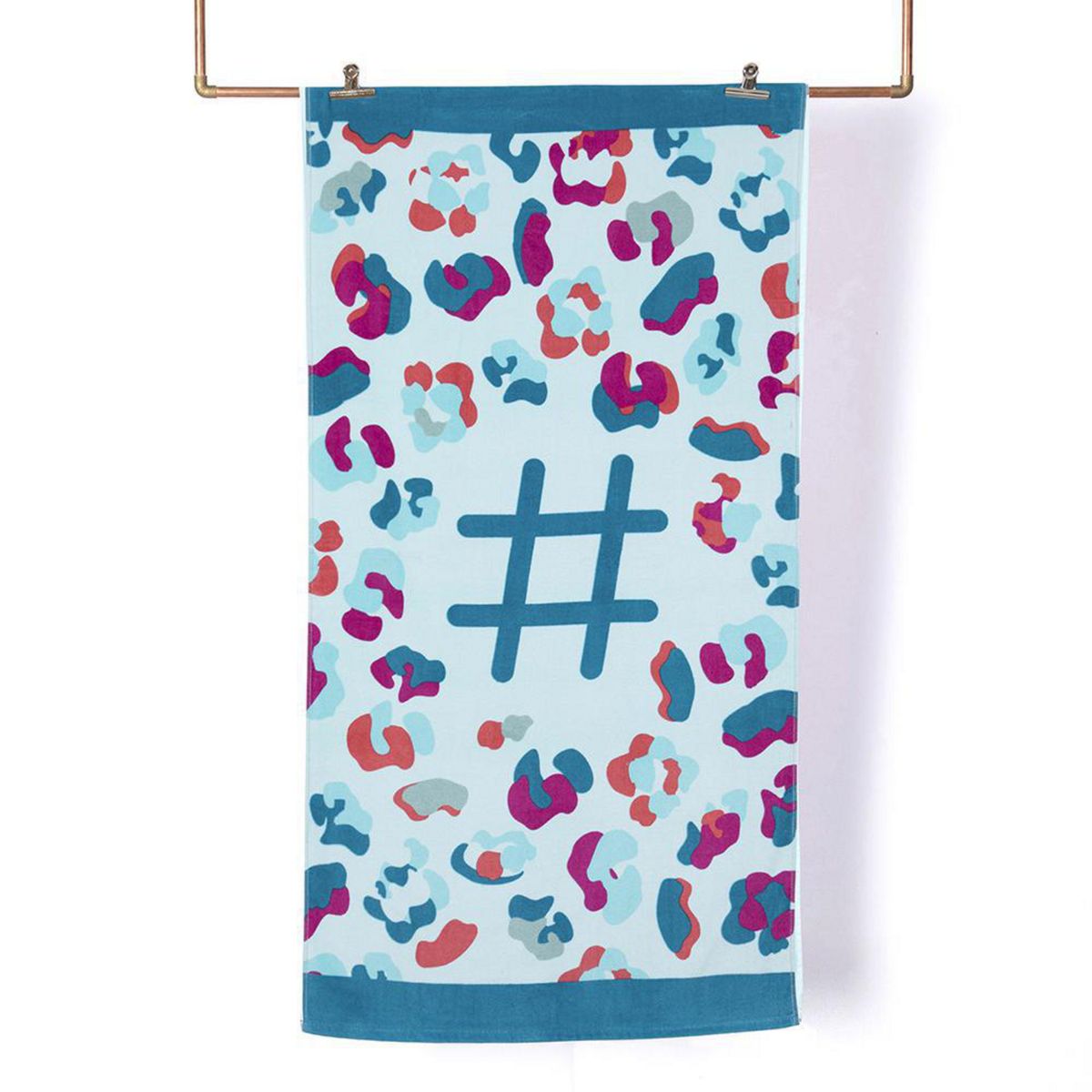 MASHINI - Toalla Playa Gato 300 gr Poliéster 70x150 cm Celeste