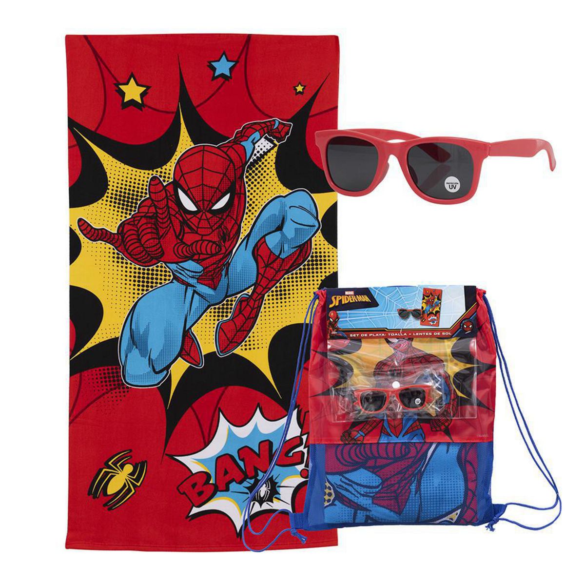 MASHINI - Set Toalla 70x140 cm + Lentes de Sol Spiderman Ba