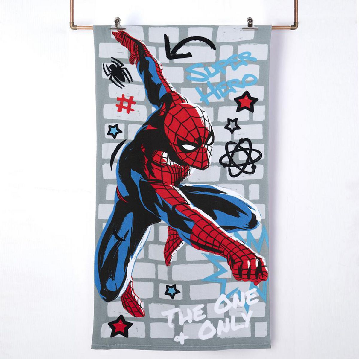 MASHINI - Toalla Playa con Bolso 70x140 cm + 33x42 cm Spiderman Only