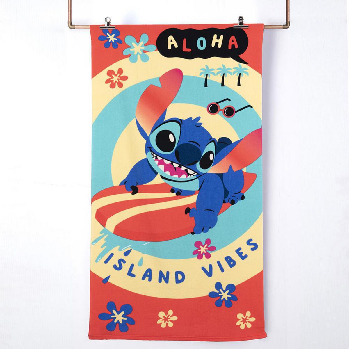 MASHINI - Toalla Playa con Bolso 70x140 cm + 33x42 cm Stitch Aloha