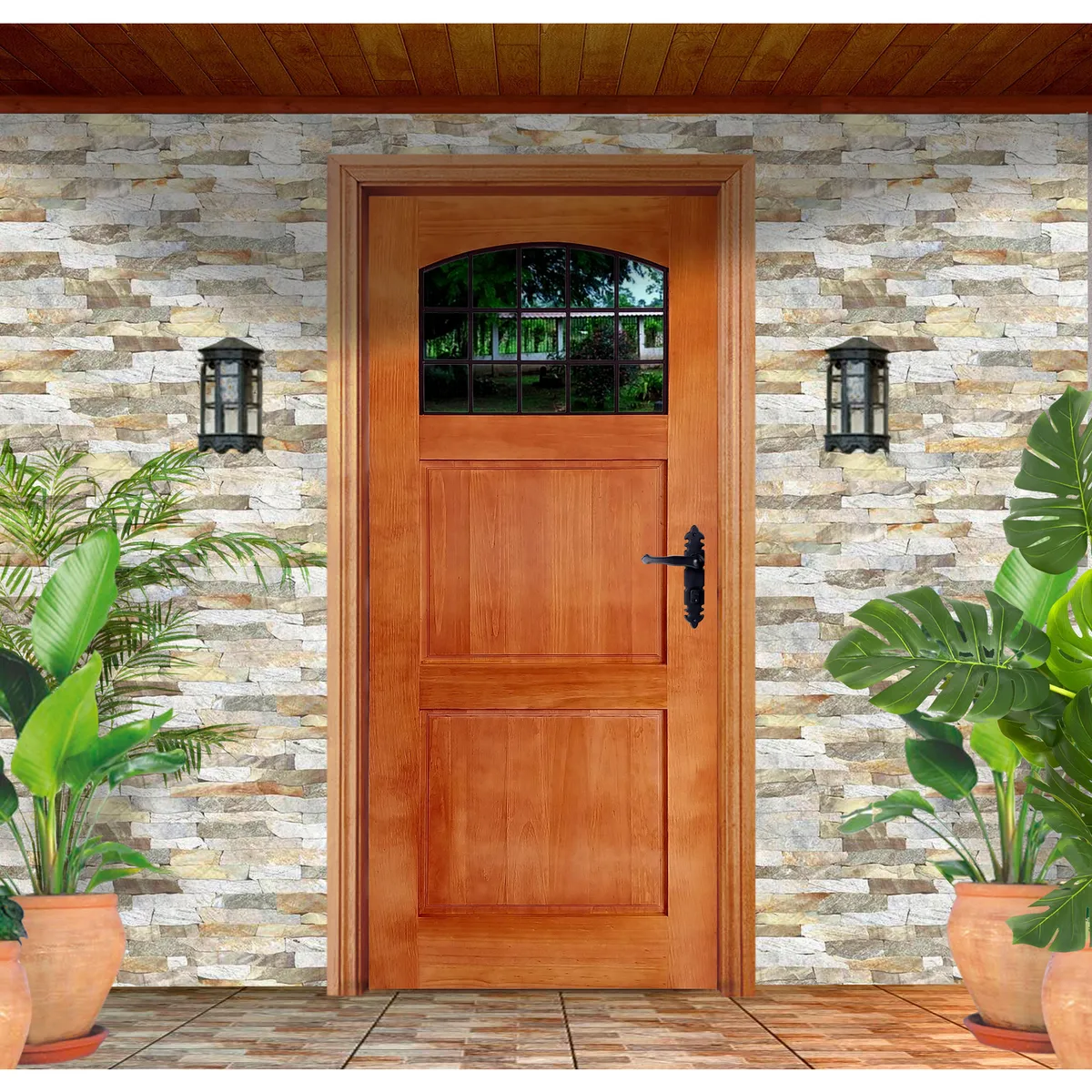 HOLZTEK - Puerta Exterior Madera pino radiata x Mafer Castaño