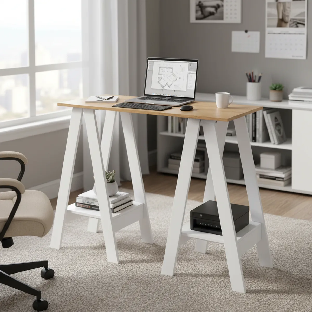 HOGA - Escritorio 2 Nichos Hoga Blanco 90x75x38 cm