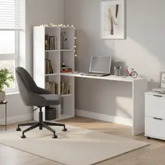 HOGA - Escritorio con Estante Lateral Blanco 135x149x69 cm