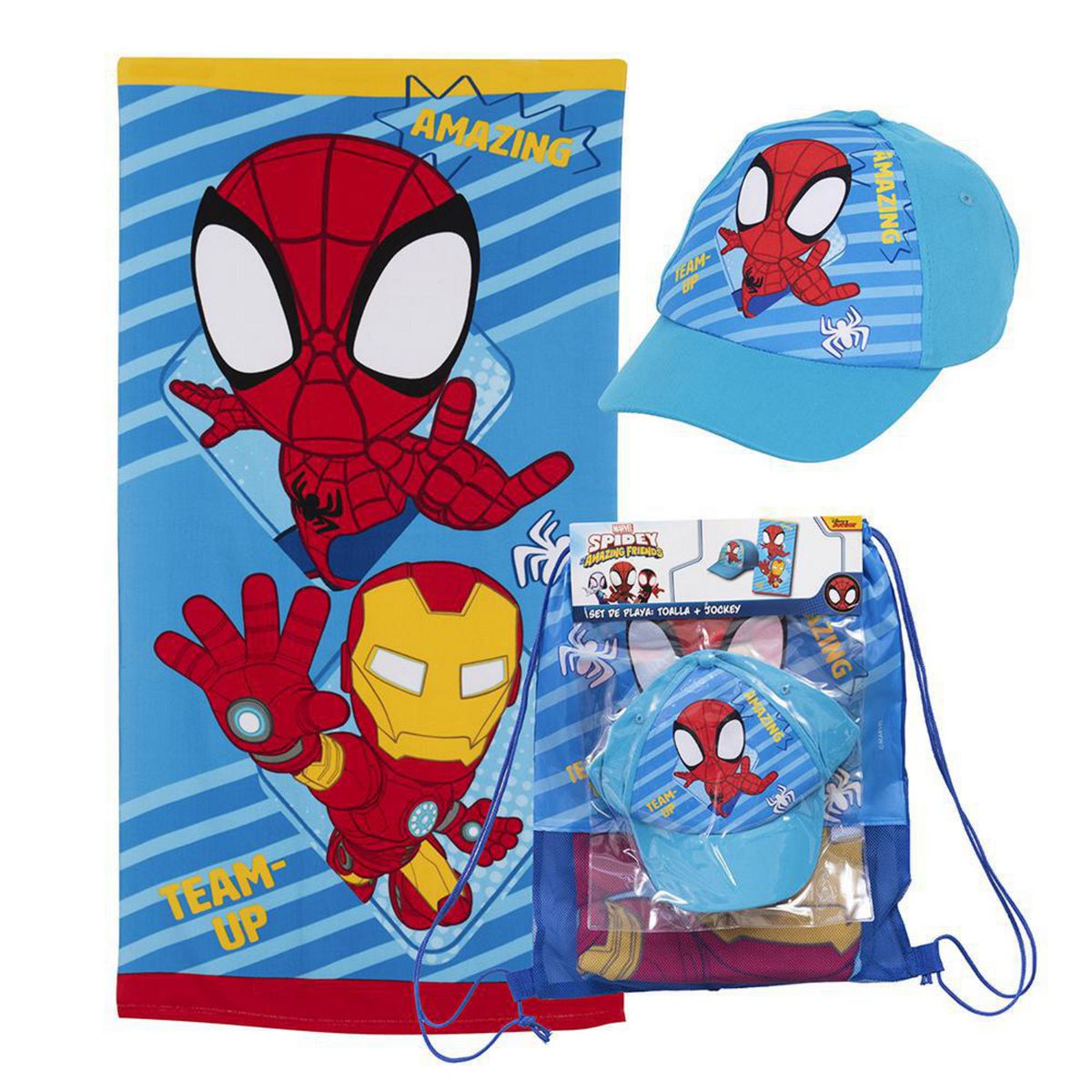 MASHINI - Set Toalla Playa 70x140 cm + Jockey Spiderman Pod