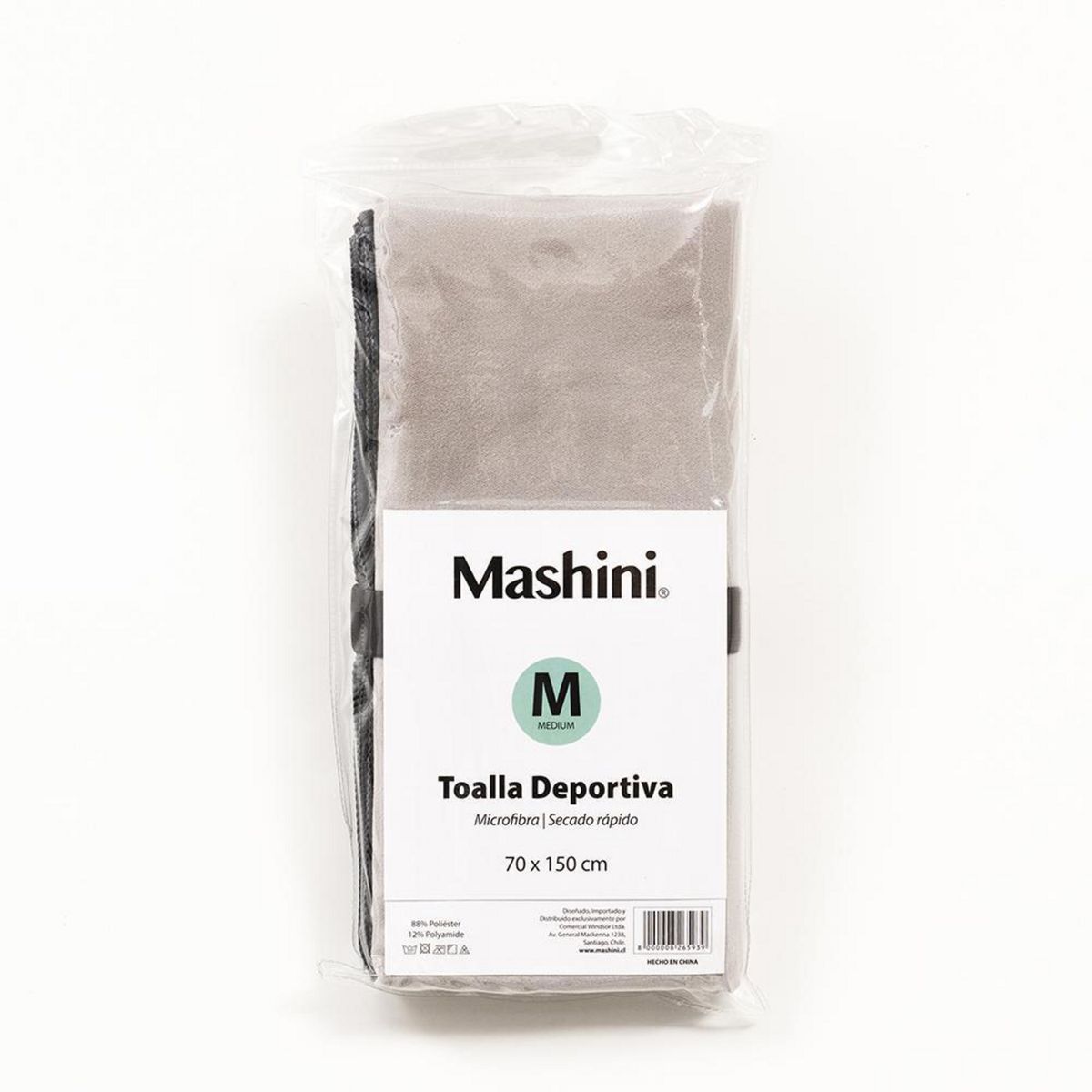 MASHINI - Toalla Deportiva 200 gr Poliéster 70x150 cm Gris
