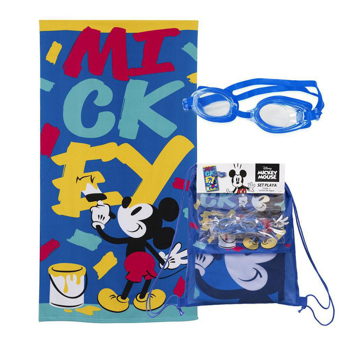 MASHINI - Set Toalla 70x140 cm + Lentes de Agua Mickey Broc