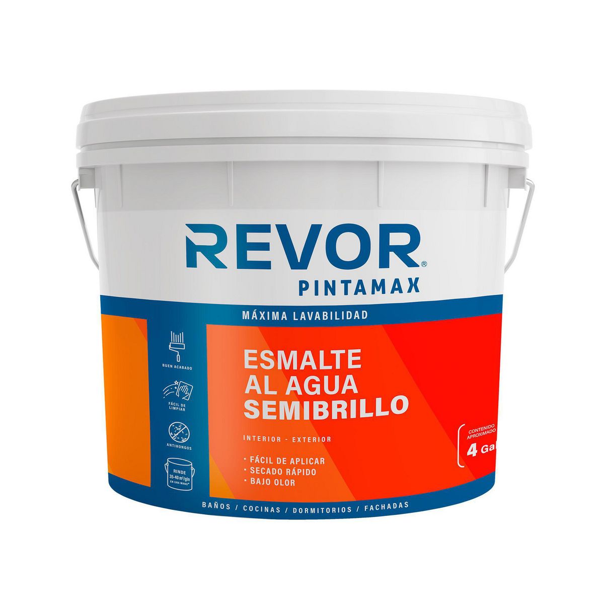 REVOR - Esmalte al Agua Tineta 15.14 l Semibrillante Blanco