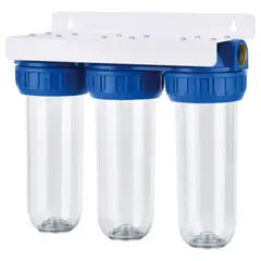 OSMOAQUA - Carcasa Porta Filtro Conexión De 1" Triple Transparente