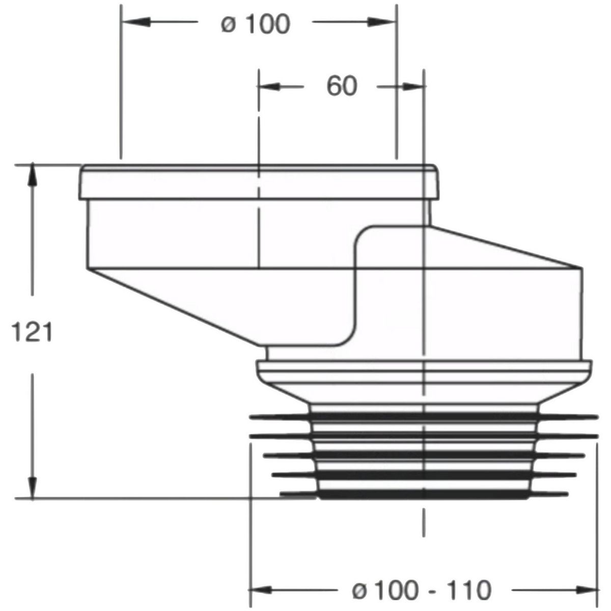 BONOMINI - Adaptador Excéntrico Rígido con desplazamiento de 60mm para WC