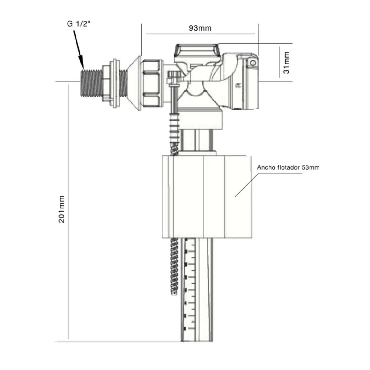 CORSOVALV - Válvula de Llenado Lateral de 1/2" para WC