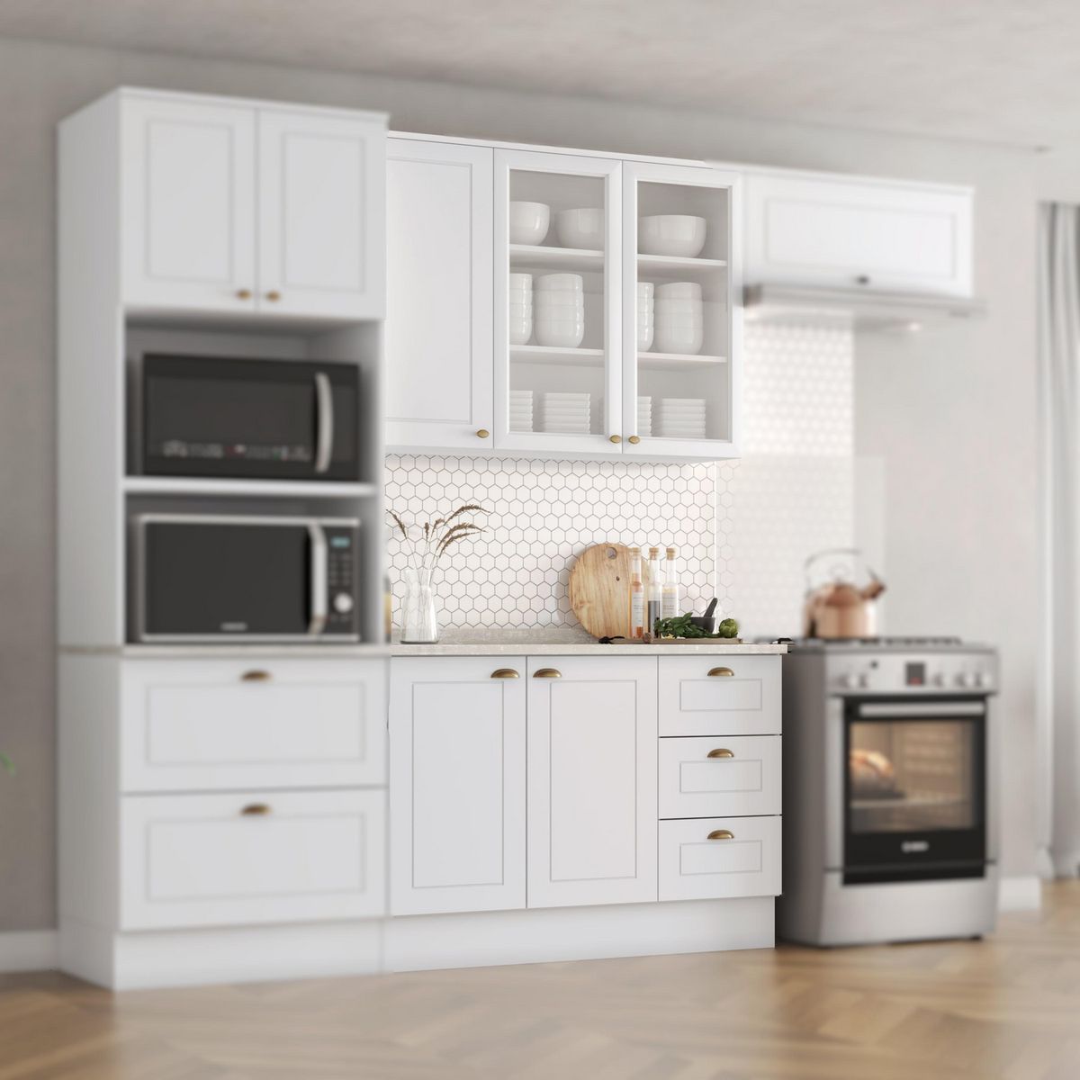 HOME MOBILI - Mueble de cocina modulado 120 cm puerta de vidro Americana