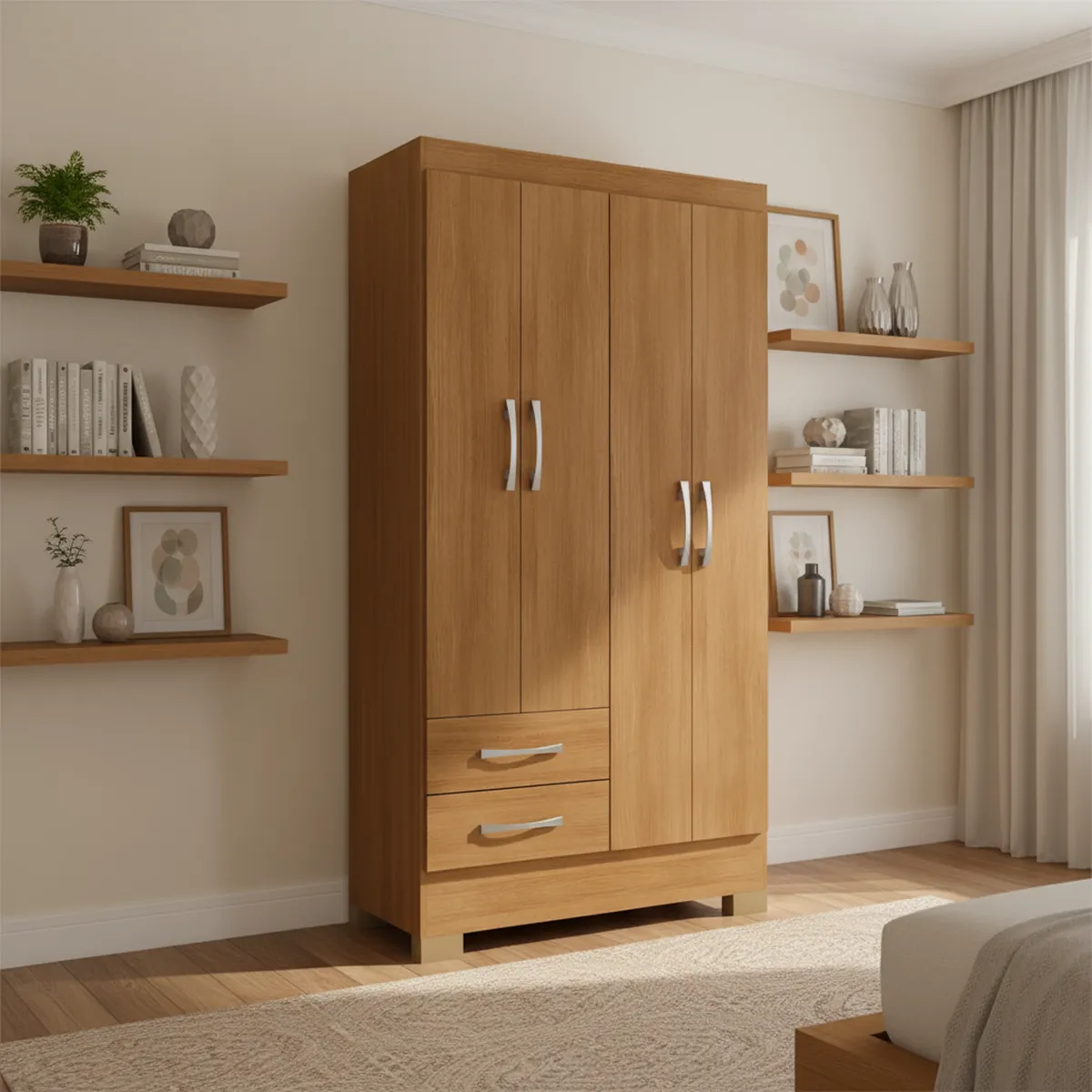 MOBILFRANK - Closet 4 Puerta(s) 2 Cajón(es) 3 Repisa(s) 90.6x180x35 cm 