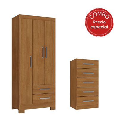Imagen 2 del producto Combo closet 3 puertas 2 cajones + cómoda 5 cajones