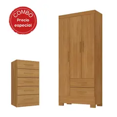 MOBILFRANK - Combo closet 3 puertas 2 cajones + cómoda 5 cajones