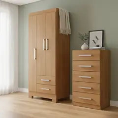 MOBILFRANK - Combo closet 3 puertas 2 cajones + cómoda 5 cajones