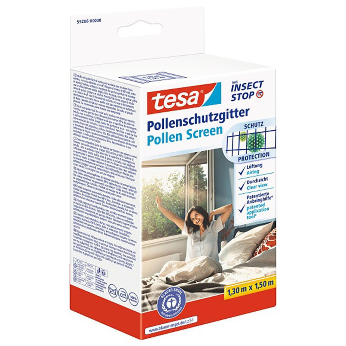 TESA - Malla Anti-Polen Negro para Ventana 1,3x1,5 m