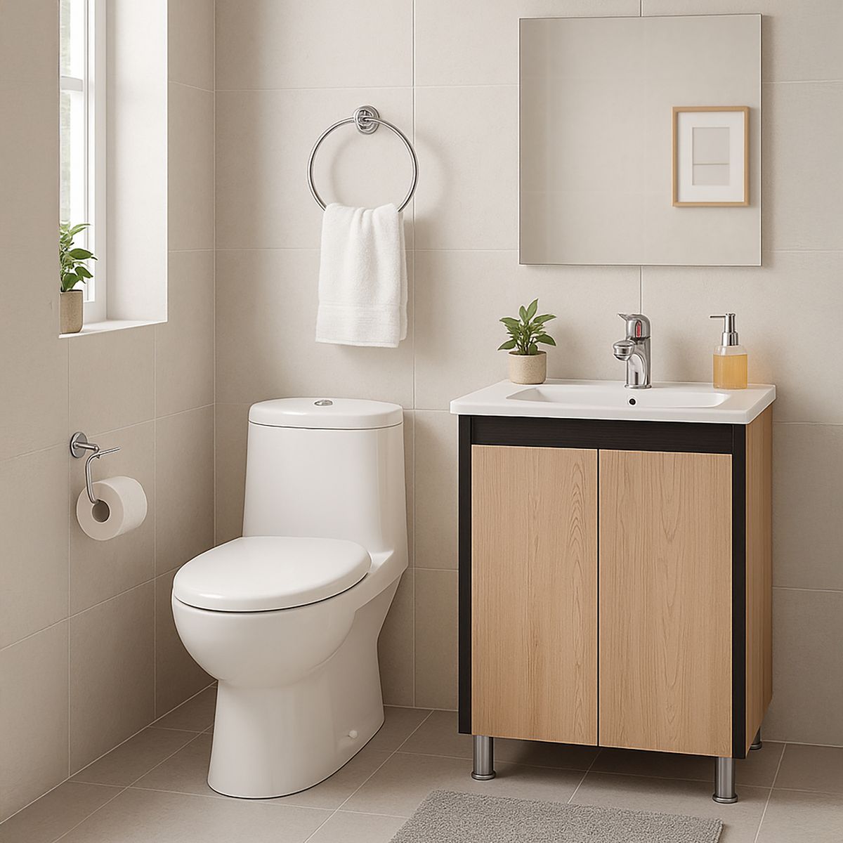 SENSI DACQUA - Combo Baño Cairo Sanitario + Mueble + Grifería + Espejo + Accesorios