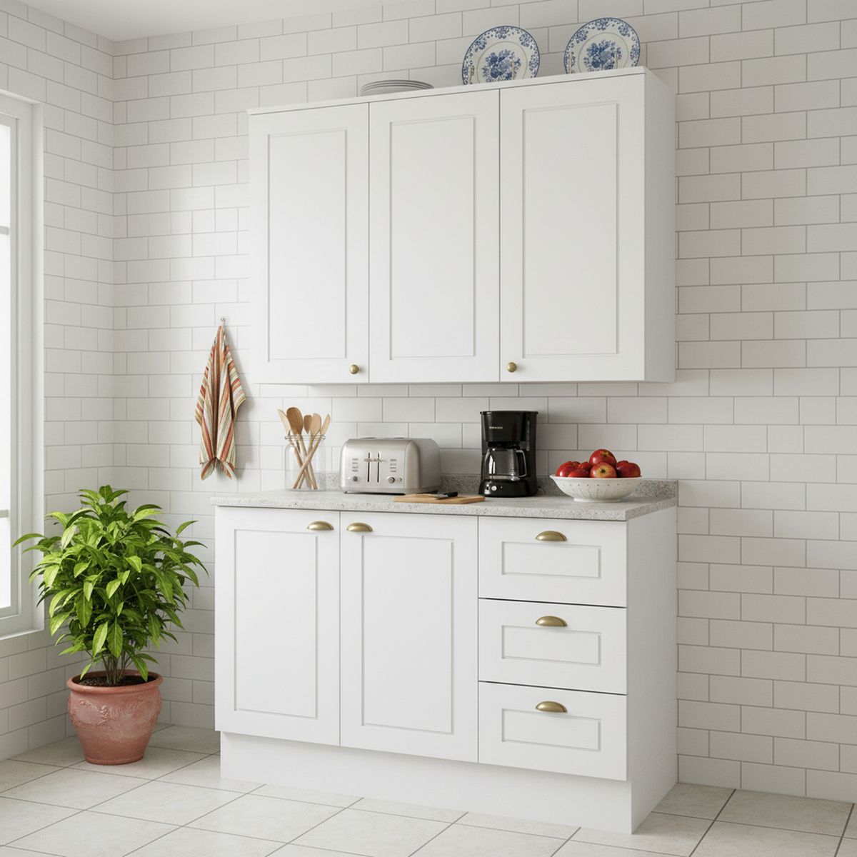 HOME MOBILI - Combo Mueble Cocina 120 cm Americana Blanco