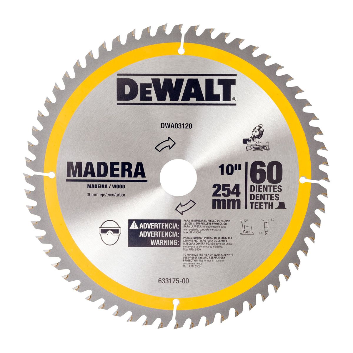 DEWALT - Disco de Sierra 60 Dientes para Aluminio, Metales no Ferrosos y Melamina