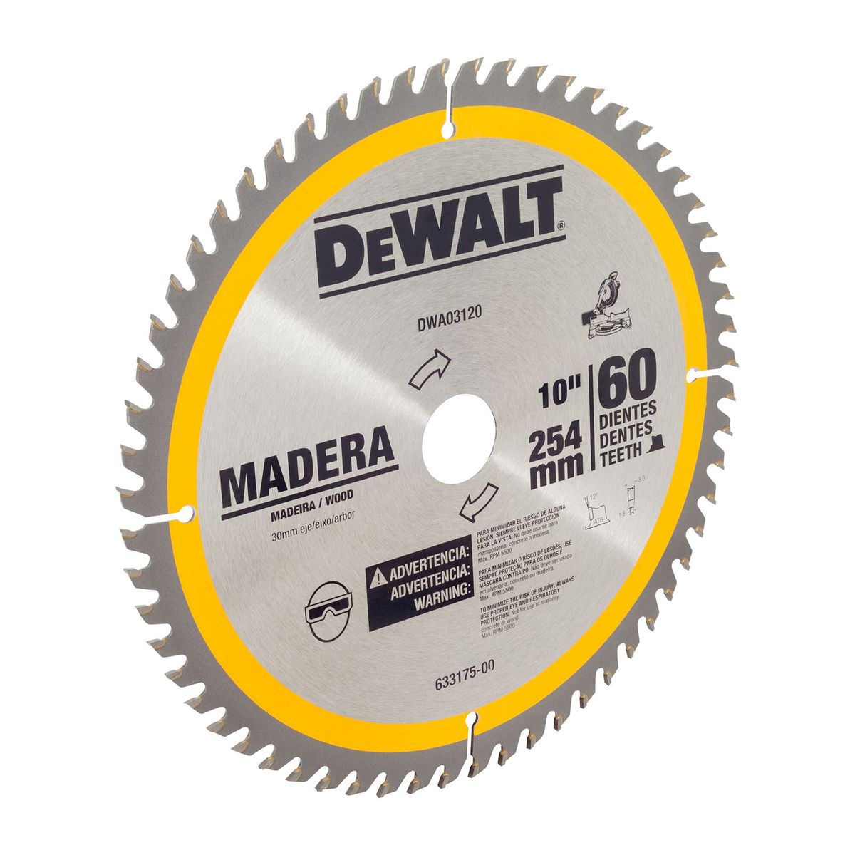 DEWALT - Disco de Sierra 60 Dientes para Aluminio, Metales no Ferrosos y Melamina