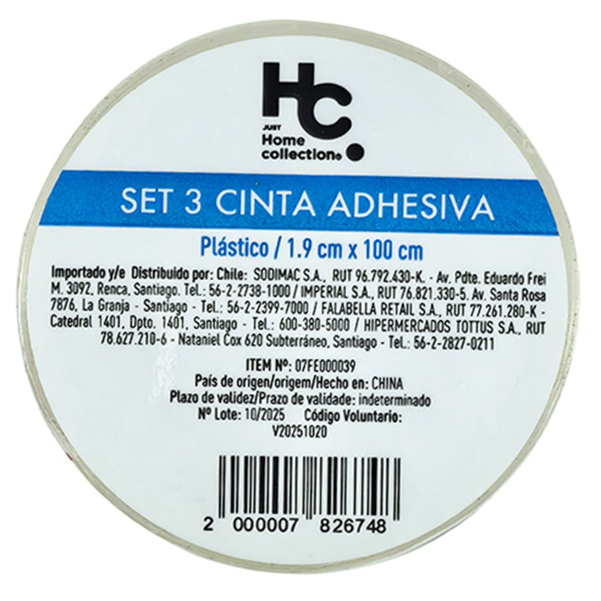 JUST HOME COLLECTION - Set de 3 cintas adhesivas 2026