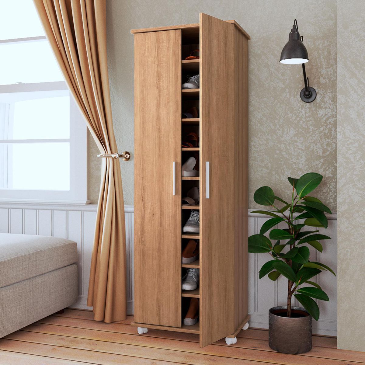 HOGA - Clóset 2 Puerta(s) 9 Repisa(s) 60x172x38 cm Miel