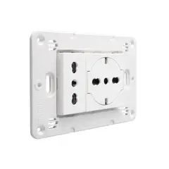 BTICINO - Toma 10/16A + Schuko Flat Blanco Semi Armado Matixgo