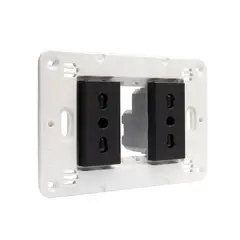 BTICINO - Tomacorriente Doble 10/16A Black Semi Armado Matixgo